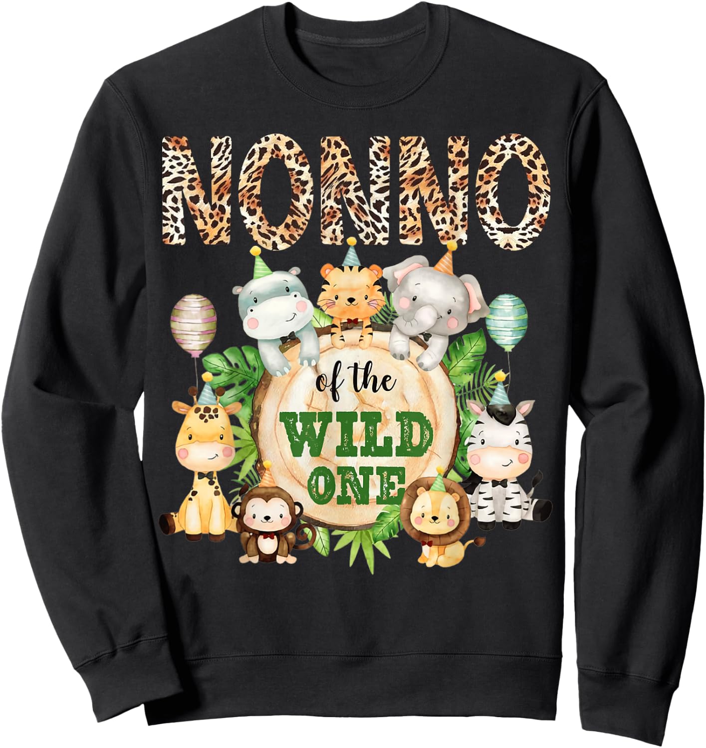 Nonno Of The Wild One 1st Birthday Safari Family Matching Sweatshirt - Sweatshirt | Black