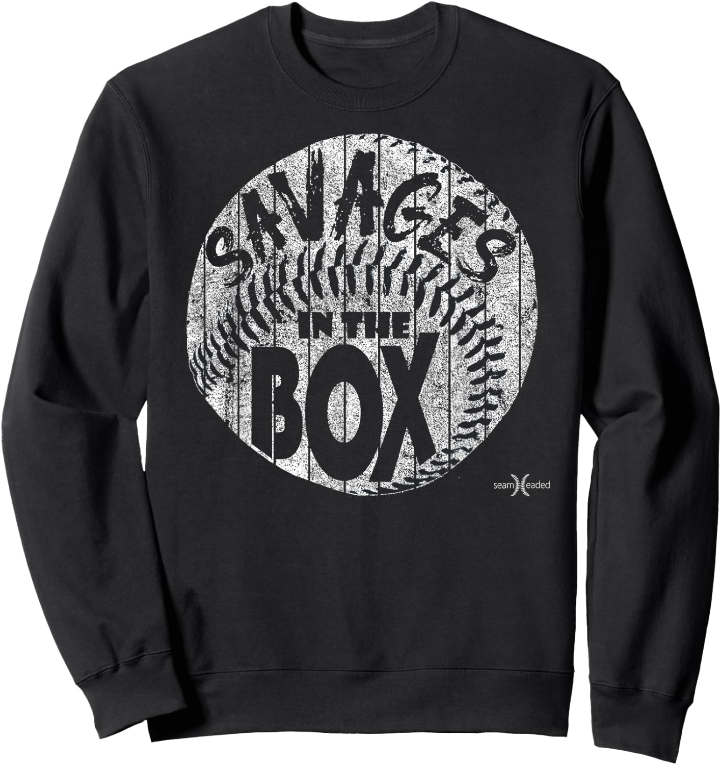 Vintage Savages in the Box Baseball Sweatshirt - Sweatshirt | Black