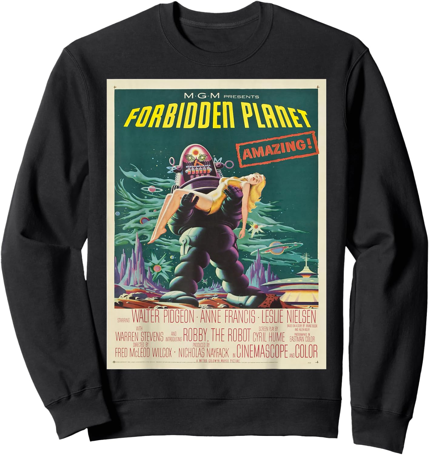 Vintage Images Forbidden Planet - Women's Classic Fit Black Cartoon - Small Sweatshirt - Sweatshirt | Black