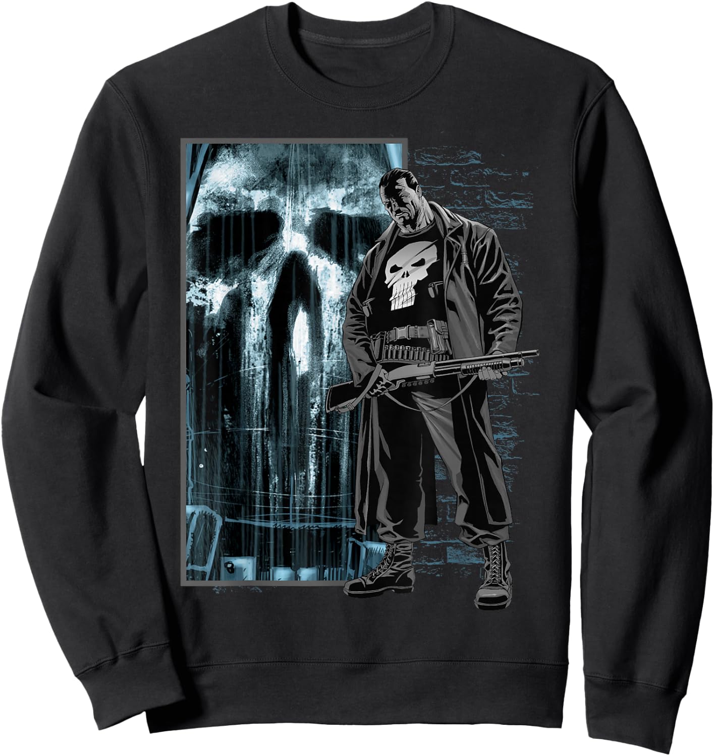 Marvel Comics Retro Classic The Punisher Bullet Storm Skull Sweatshirt - Sweatshirt | Black