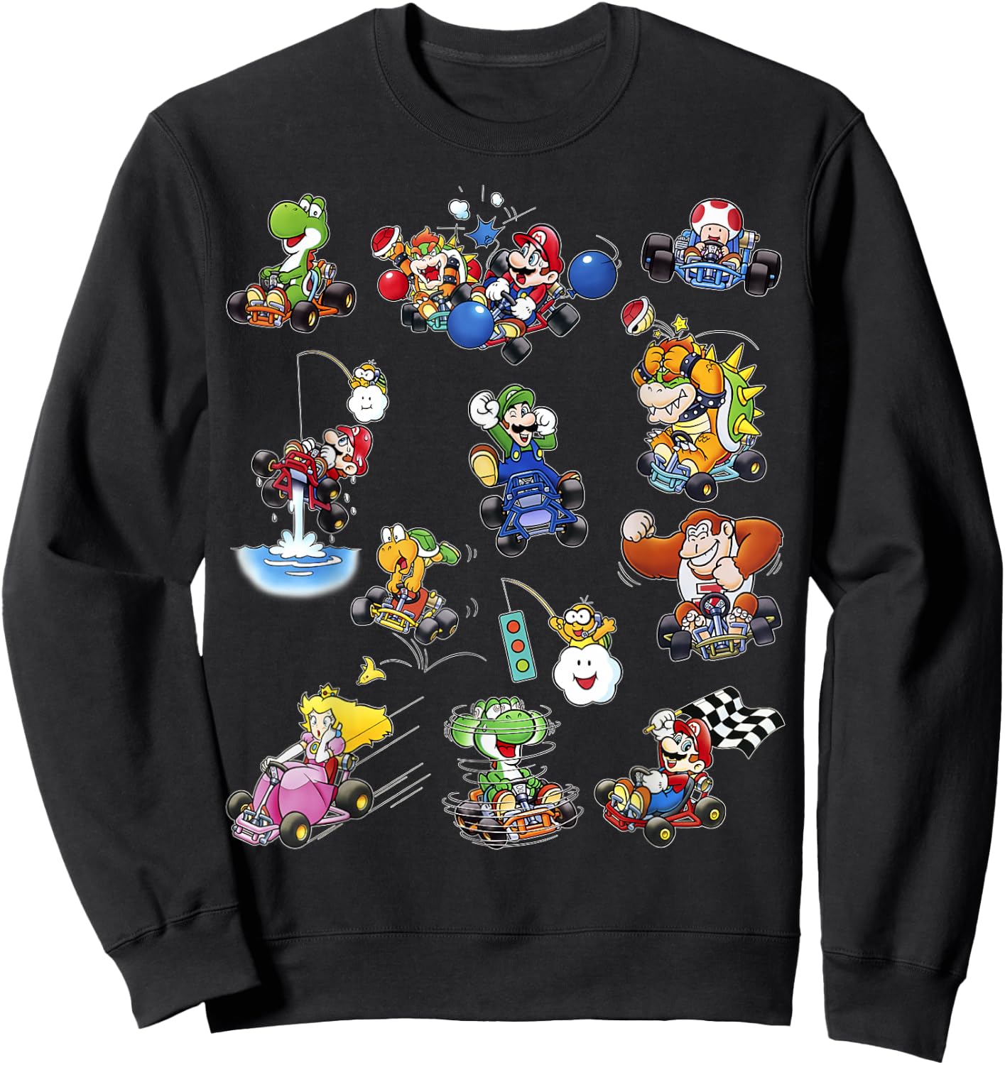 Mario Kart Racers Action Mach Up Poster Sweatshirt - Sweatshirt | Black