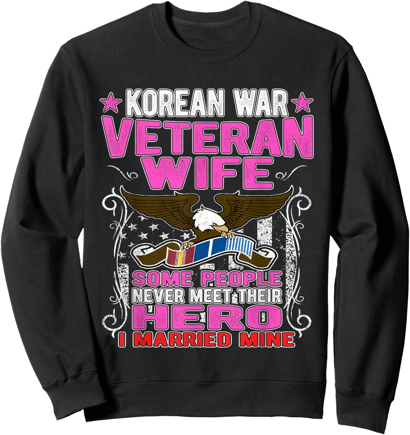 Proud Korean War Veteran Wife Military Veteran's Spouse Gift Sweatshirt - Sweatshirt | Black