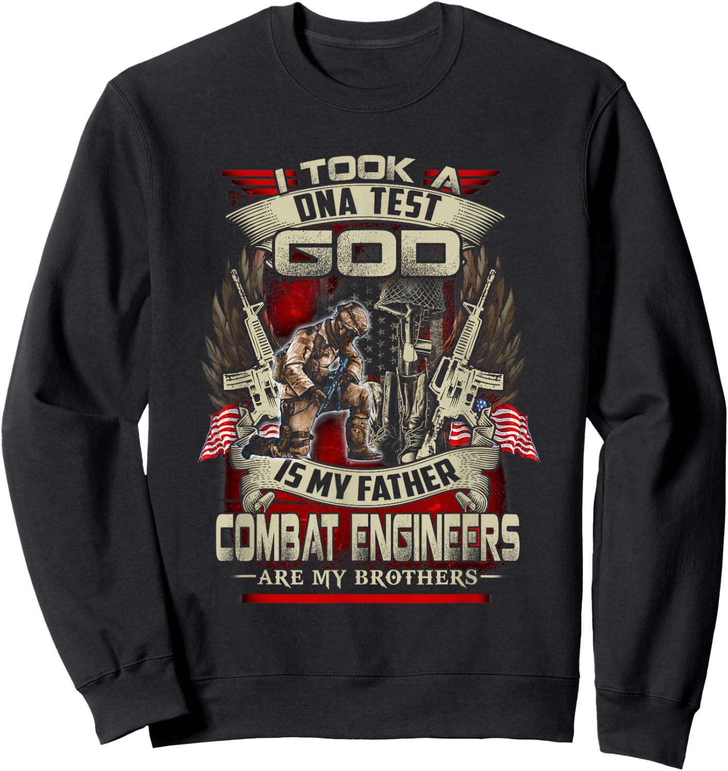 Combat Engineer , I Took A Dna Test God Is My Father Sweatshirt - Sweatshirt | Black