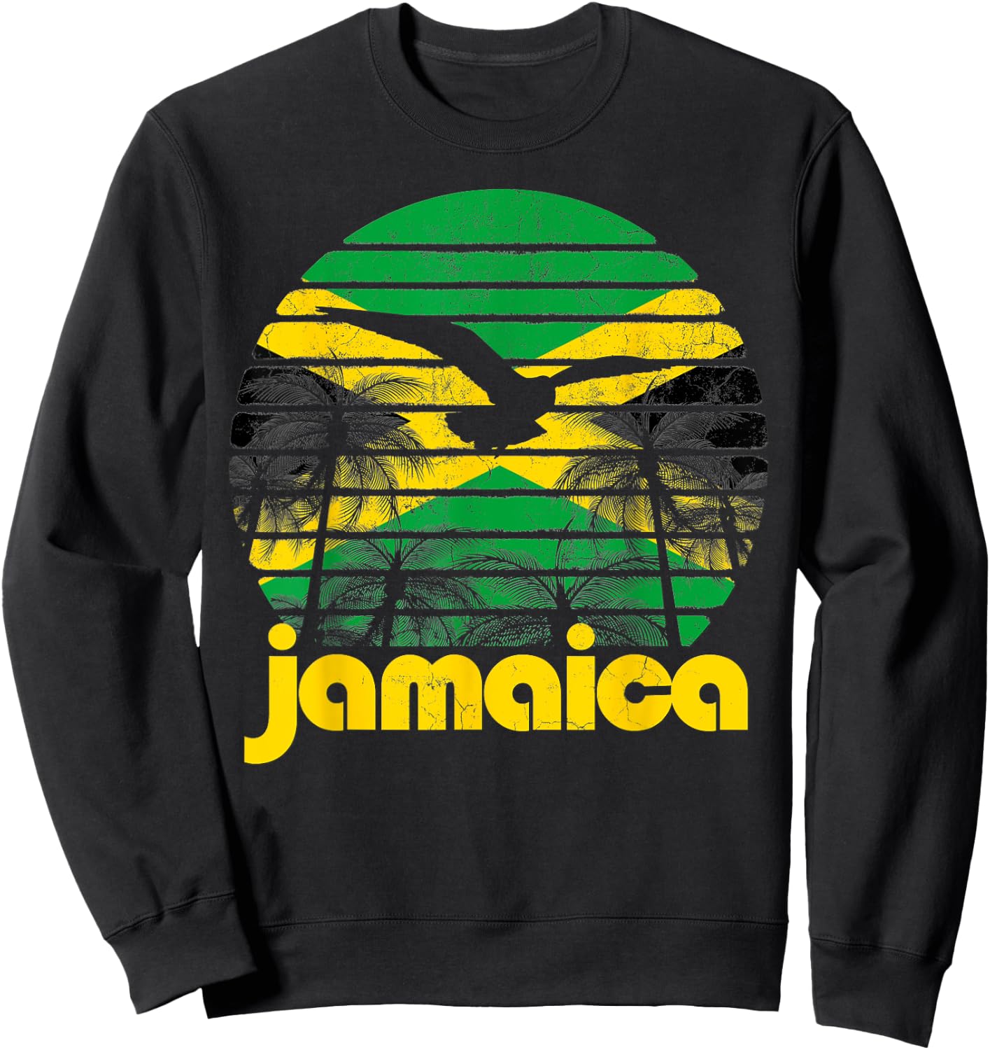 Retro Jamaica Flag Jamaican 70's 80's Men Women Gift Vintage Sweatshirt - Sweatshirt | Black