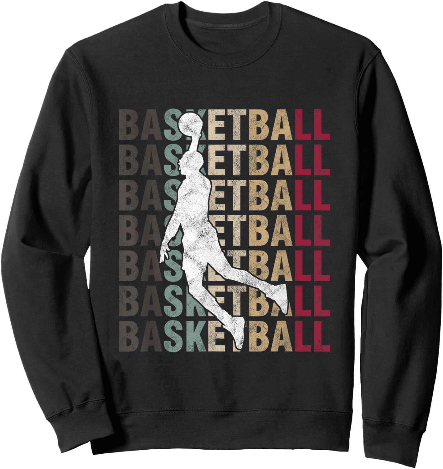 Retro Basketball Typography BBall Player Sports Sweatshirt - Sweatshirt | Black