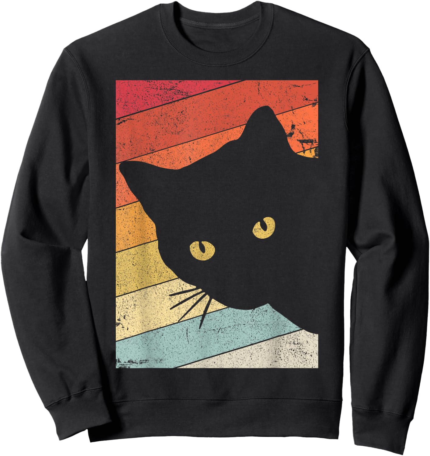Cat Shirt. Retro Style Women Girls Kids Sweatshirt - Sweatshirt | Black