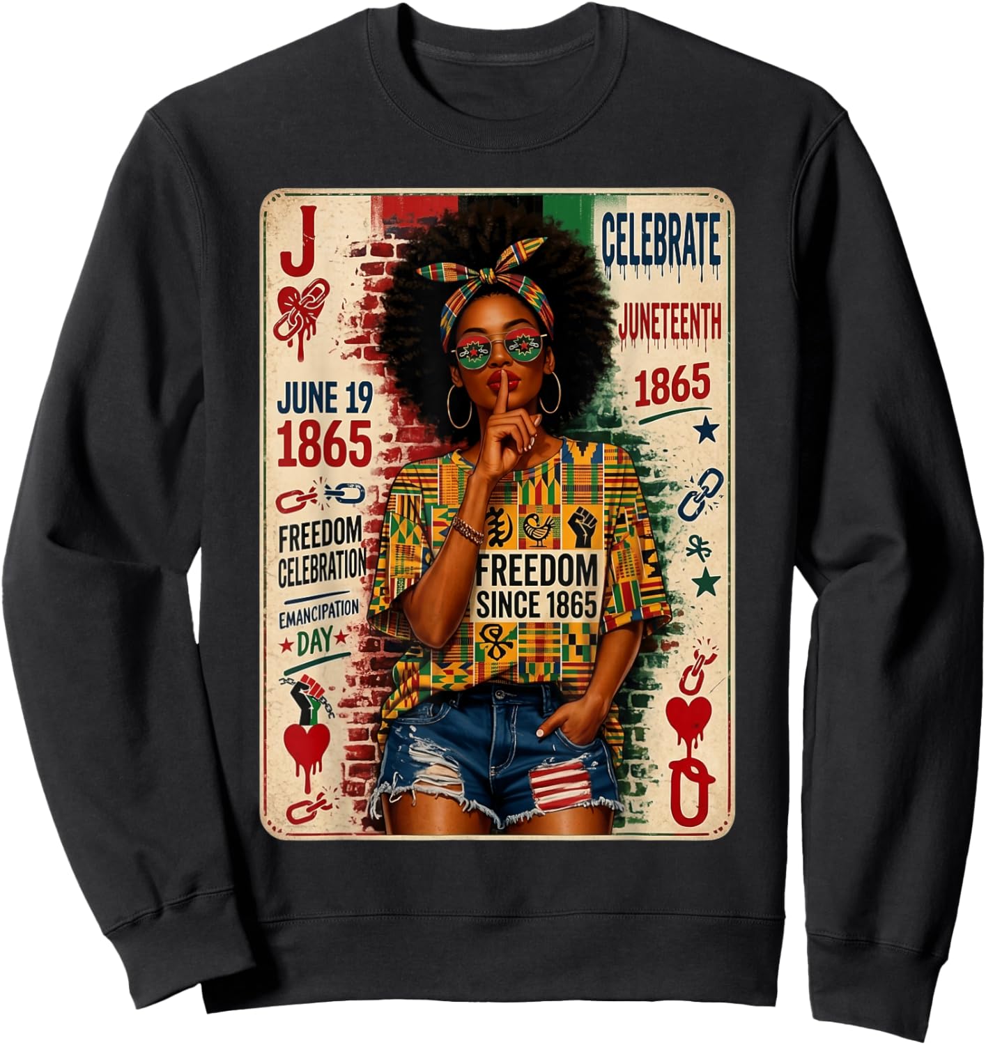 Juneteenth Black Women June 19th 1865 Freedom Day Melanin Sweatshirt - Sweatshirt | Black