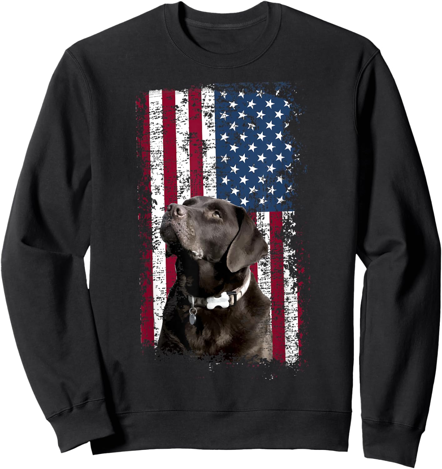 Patriotic USA Flag Black Labrador for Lab Owners Sweatshirt - Sweatshirt | Black