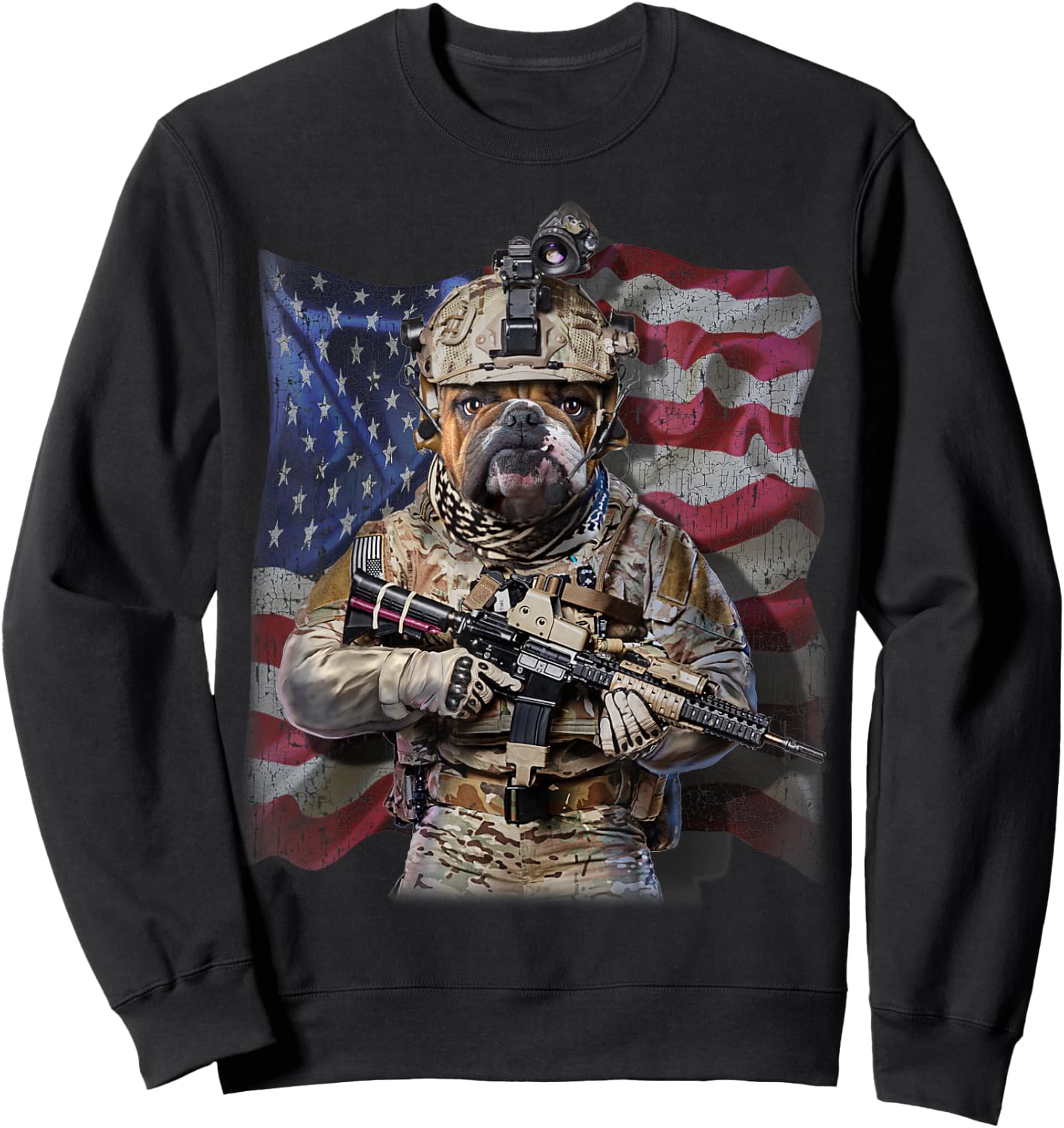 USA America Patriot Bull Dog as Army Commando Sweatshirt - Sweatshirt | Black