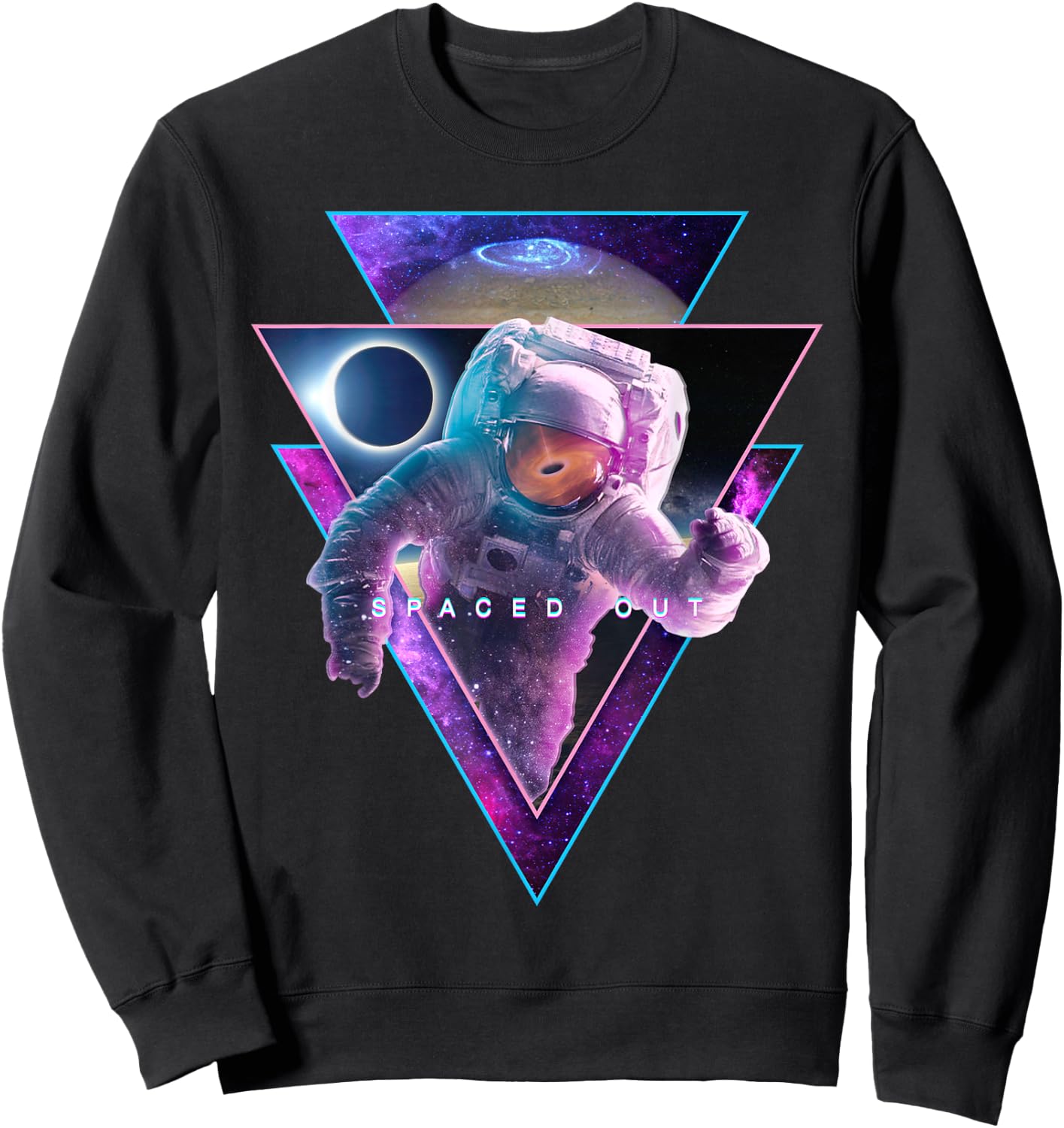 Astronaut Spaced Out - Aesthetic Vaporwave Eclipse Space Art Sweatshirt - Sweatshirt | Black