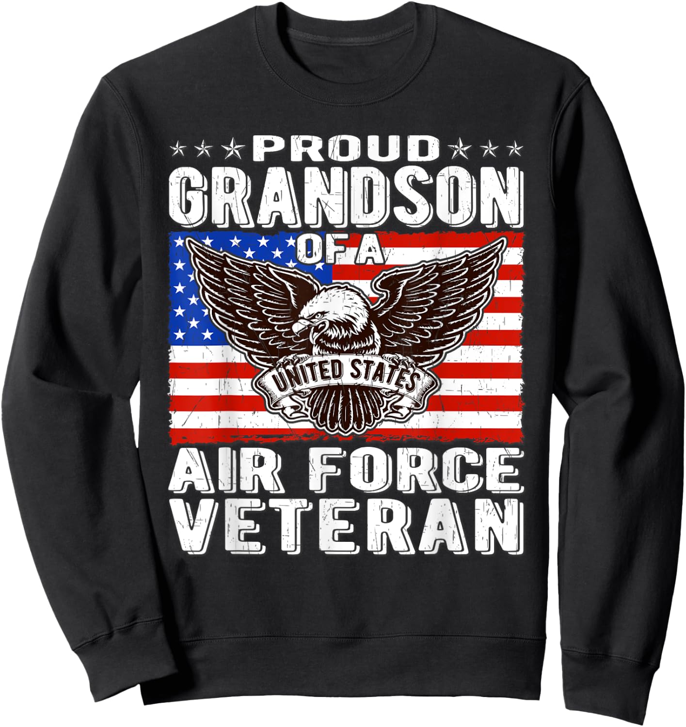 Proud Grandson Of An Air Force Veteran Patriotic Military Sweatshirt - Sweatshirt | Black