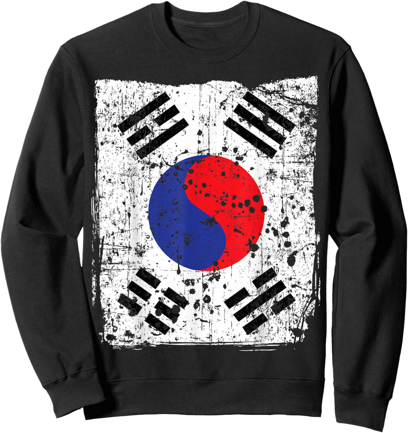 Faded Korean Flag, Distressed Flag of Korea Sweatshirt - Sweatshirt | Black