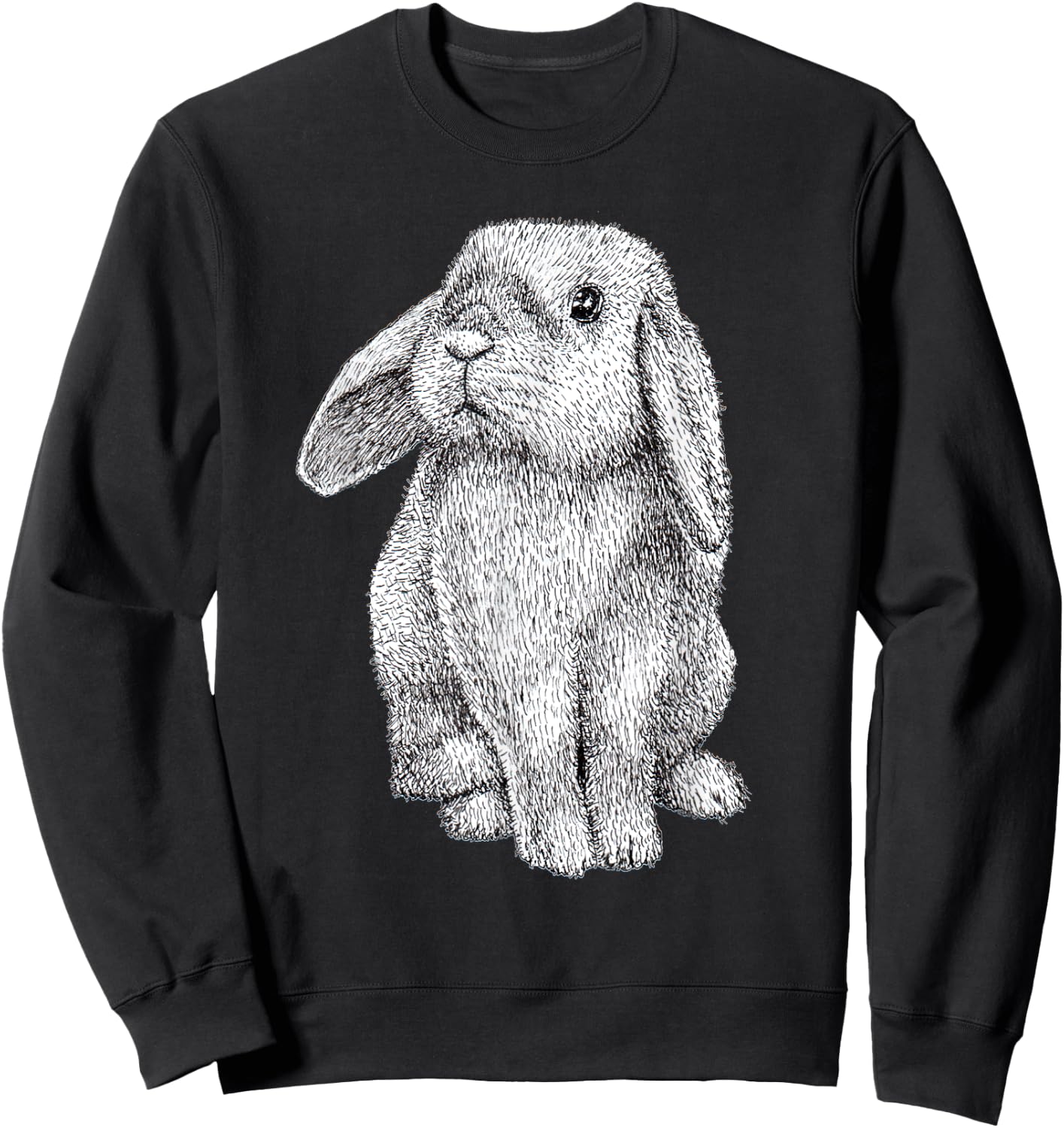 Lop Eared Bunny Rabbit Cute Sweatshirt - Sweatshirt | Black