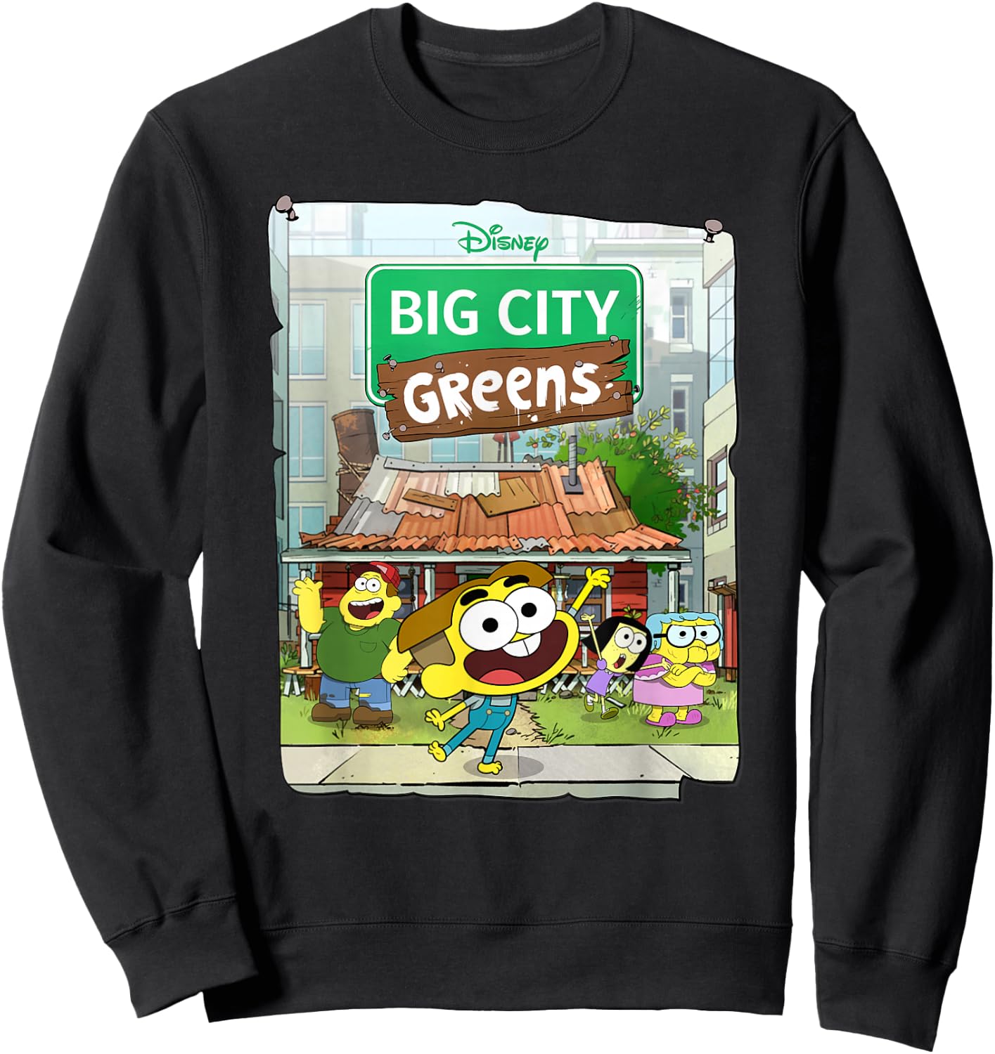 Disney Big City Greens Poster Cricket and Family Sweatshirt - Sweatshirt | Black