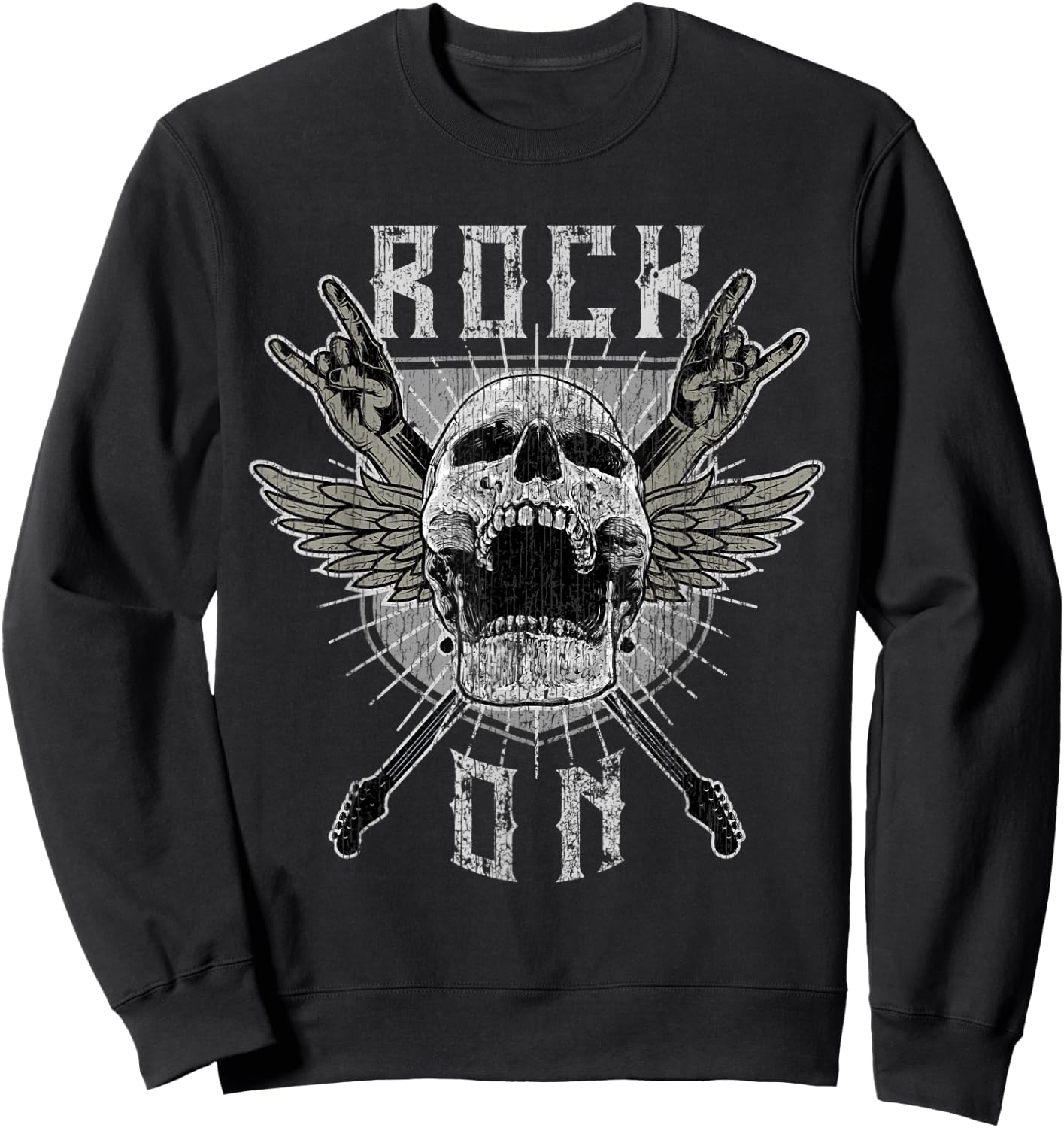 Rock On Rock and Roll Concert Gift Heavy Metal Music Sweatshirt - Sweatshirt | Black