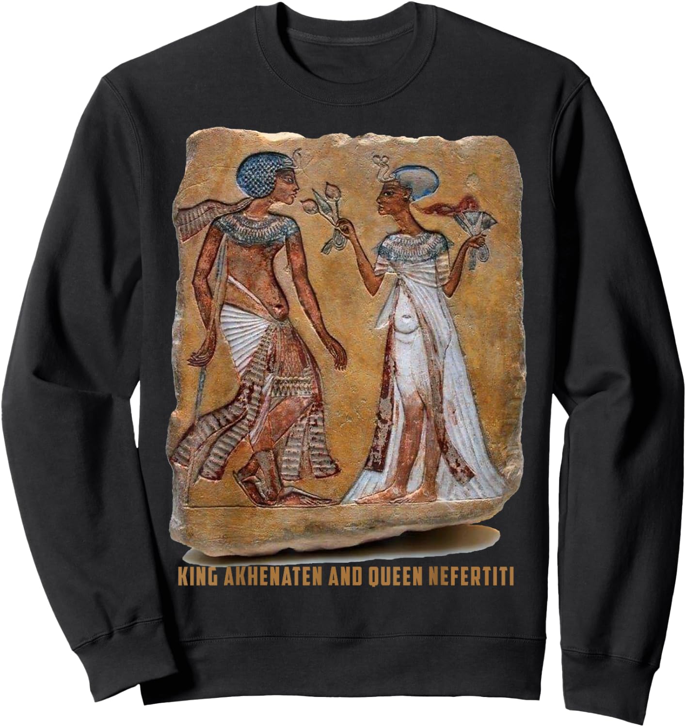 King Akhenaten and Queen Nefertiti Old Egyptian gift Sweatshirt - Sweatshirt | Black