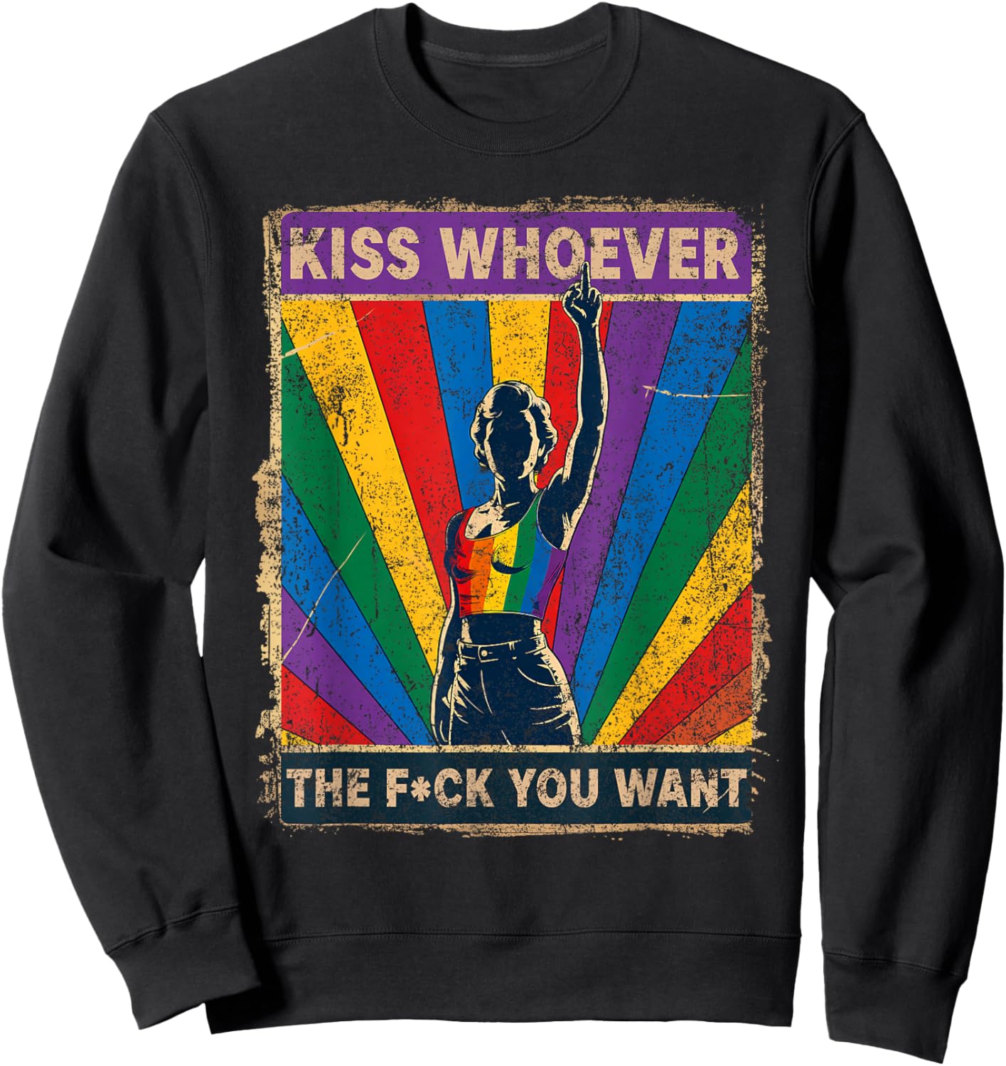 Kiss Whoever You Want LGBT Lesbian Gay Bisexual Trans Pride Sweatshirt - Sweatshirt | Black