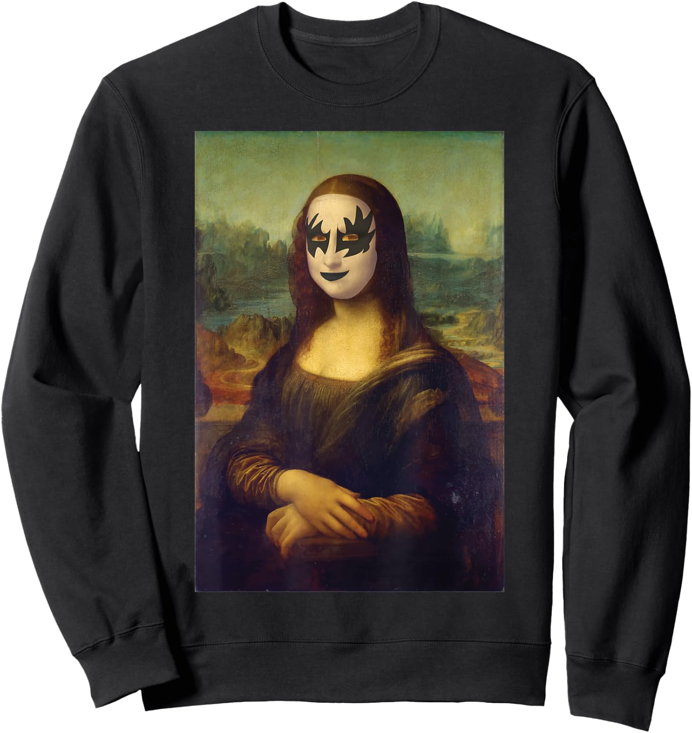 Cool Funny Rocker Mona Lisa classical art meme pop art Sweatshirt - Sweatshirt | Black