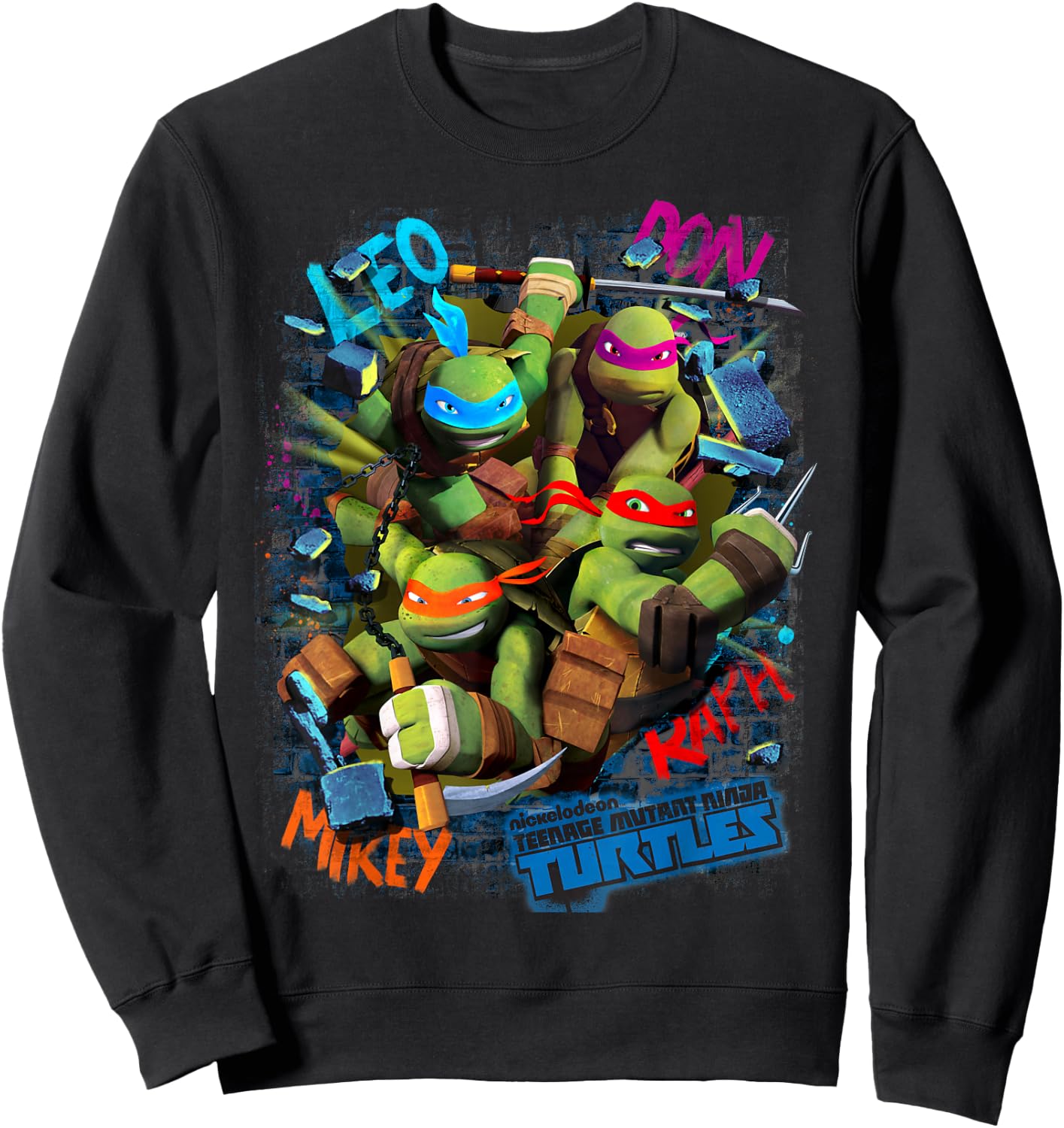 Teenage Mutant Ninja Turtles Graffiti Style Graphic Sweatshirt - Sweatshirt | Black