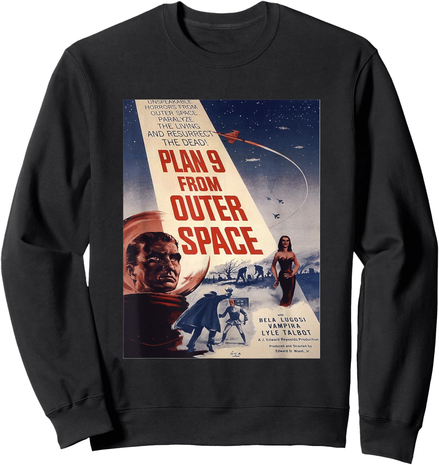 PLAN 9 FROM OUTER SPACE Sci-fi Sience Vintage Poster B Movie Sweatshirt - Sweatshirt | Black
