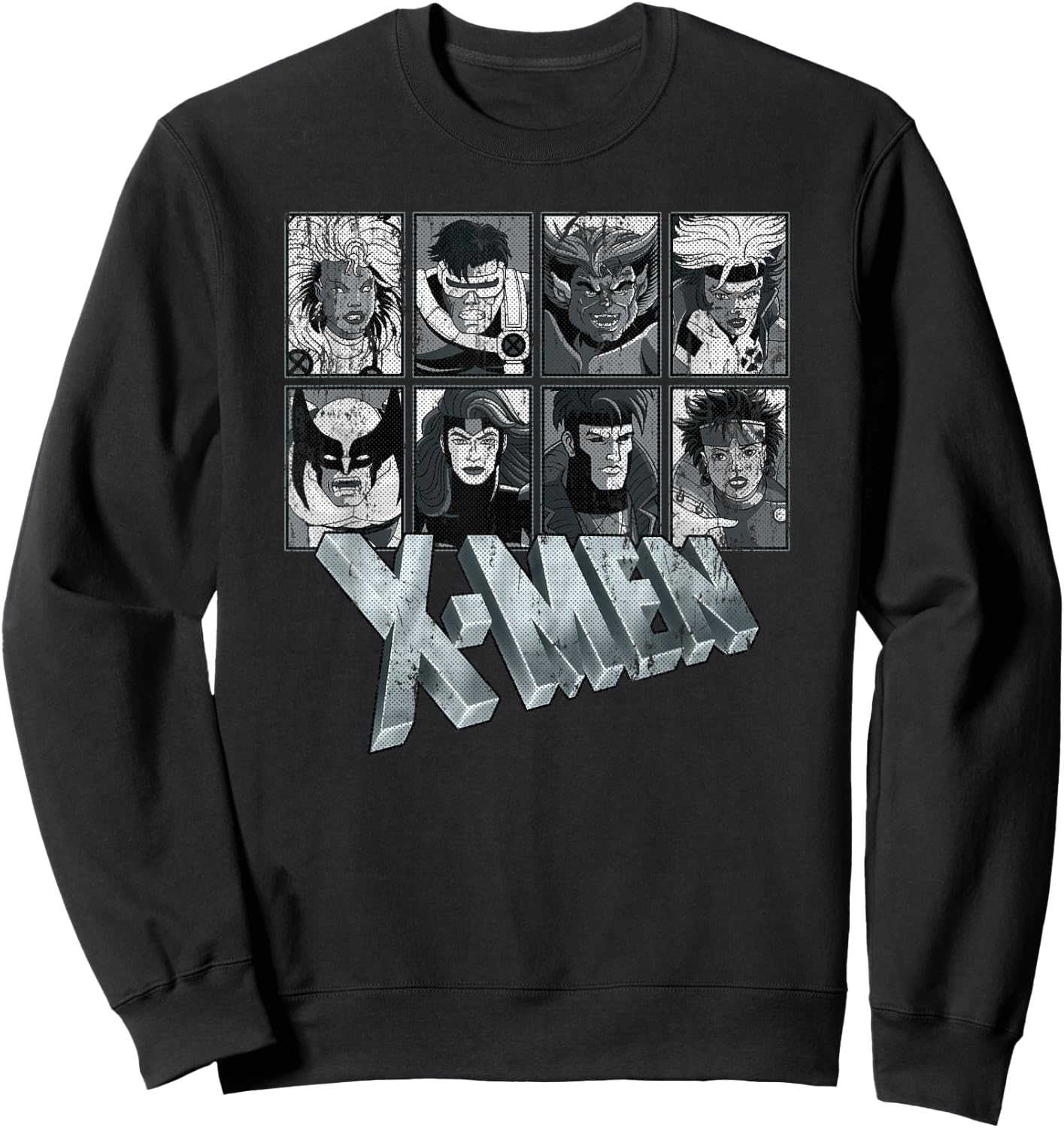 Marvel X-Men Animated Series Halftone Retro 90s Sweatshirt - Sweatshirt | Black