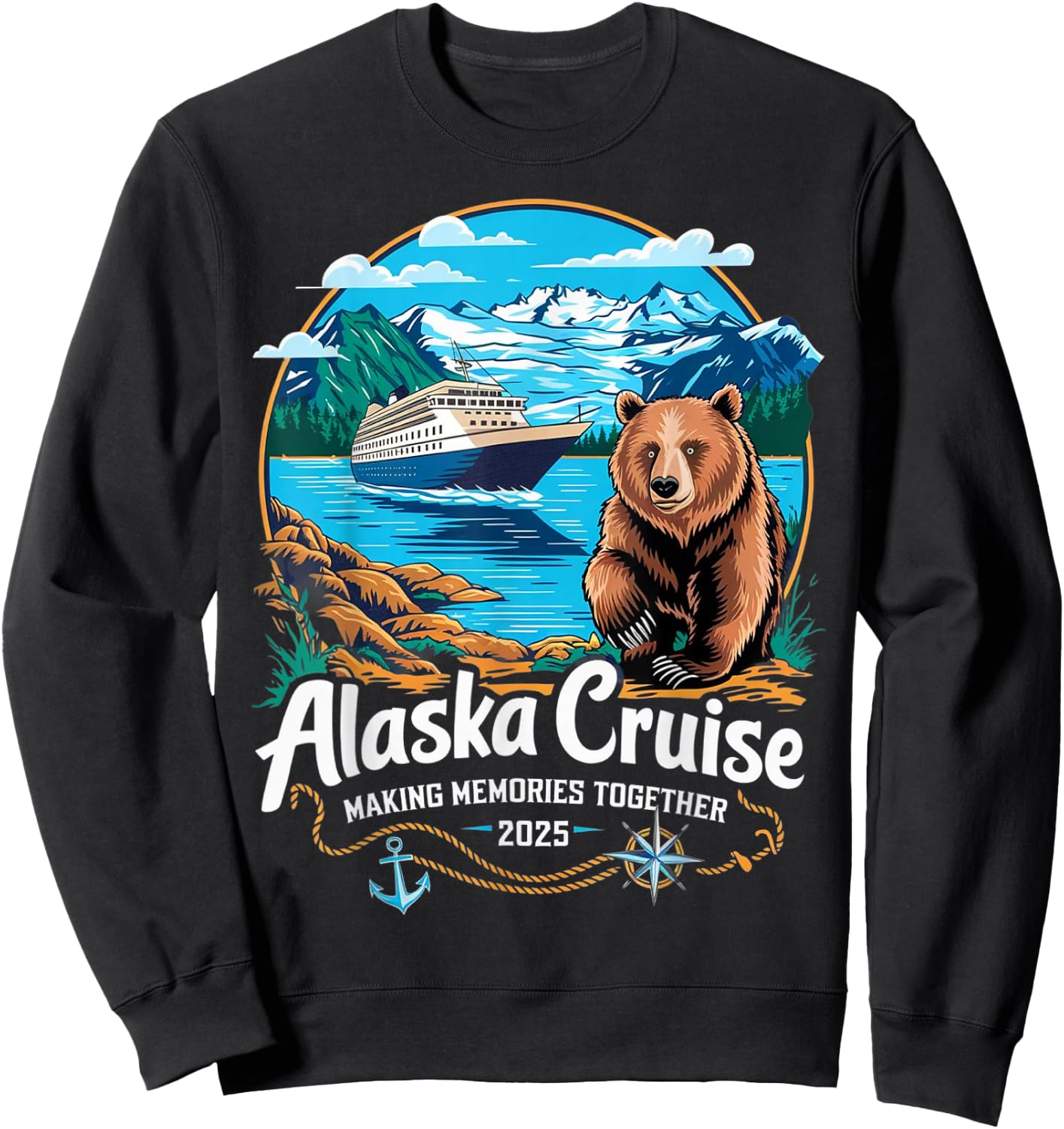 Matching Family Friends and Group Alaskan Alaska Cruise 2025 Sweatshirt - Sweatshirt | Black