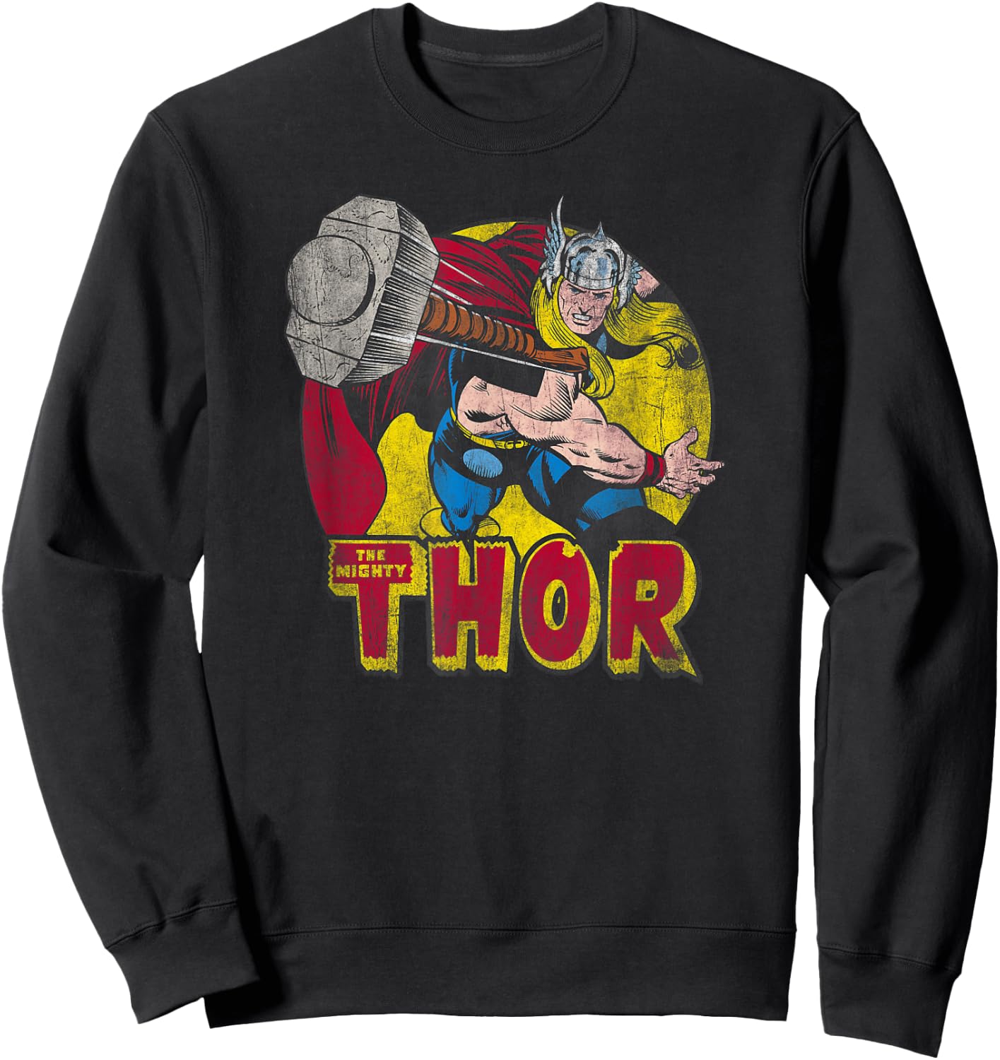 Marvel Mighty Thor Hammer Throw Vintage Graphic C1 Sweatshirt - Sweatshirt | Black