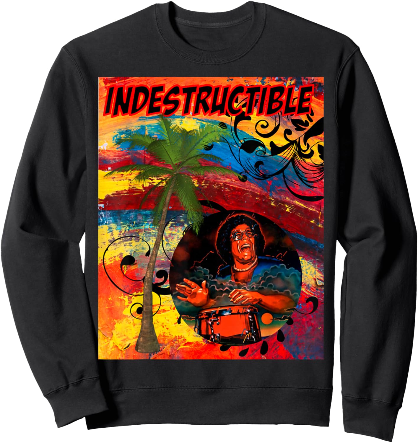Fania All Stars, Retro Indestructible Conga Player T Shirt Sweatshirt - Sweatshirt | Black
