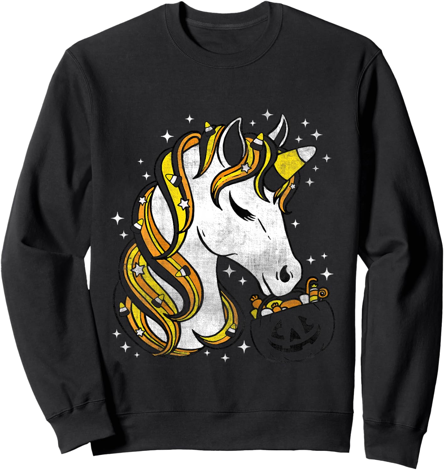 Kids Cute Candy Corn Unicorn Halloween Sweatshirt - Sweatshirt | Black