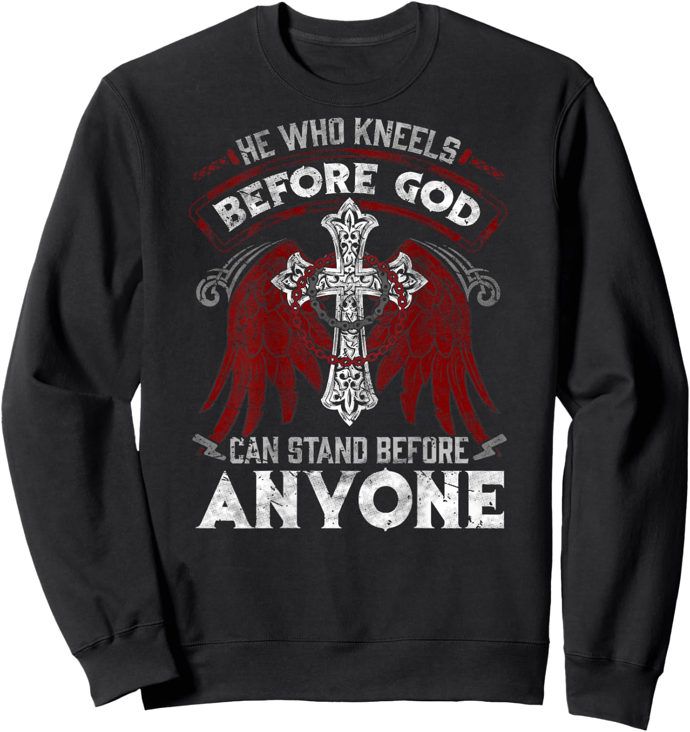 Christian Biker Cross Motorcycle Jesus Saved Born Again Wing Sweatshirt - Sweatshirt | Black