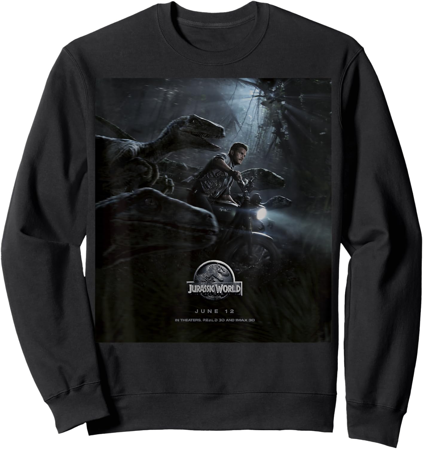 Jurassic World Owen Ride Raptor Movie Poster Graphic Sweatshirt - Sweatshirt | Black