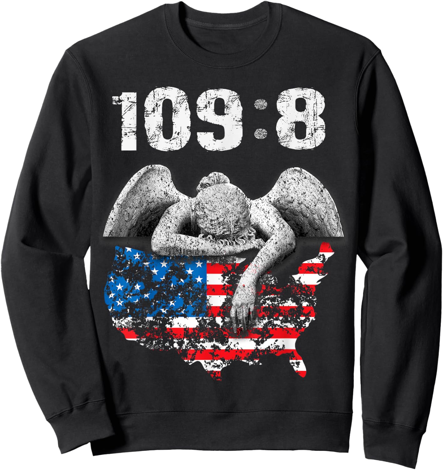 Psalm 109:8 KJV Bible Verse Shirt NIV with Angel and USA Sweatshirt - Sweatshirt | Black