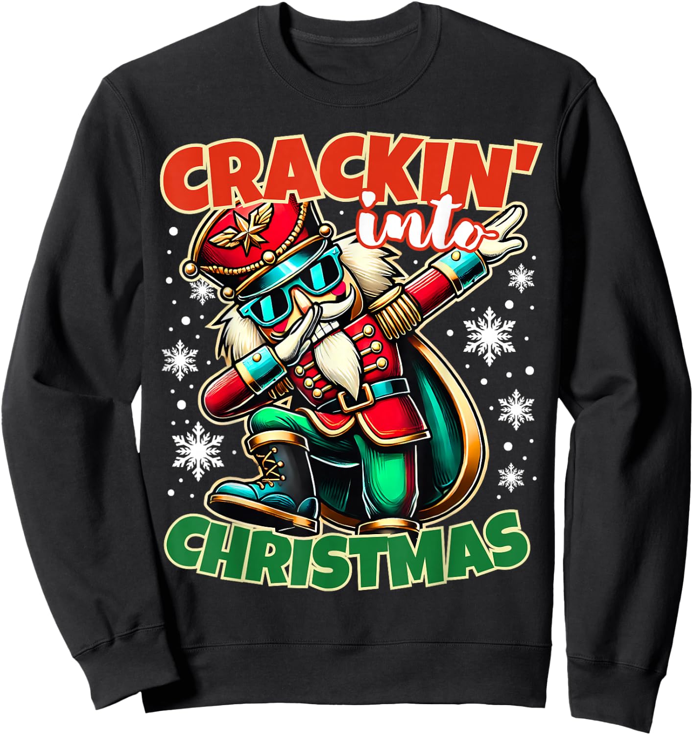 Christmas Dabbing Nutcracker Funny Xmas Boys - Boys -Adults - Black - Small - Short Sleeve Sweatshirt - Sweatshirt | Black