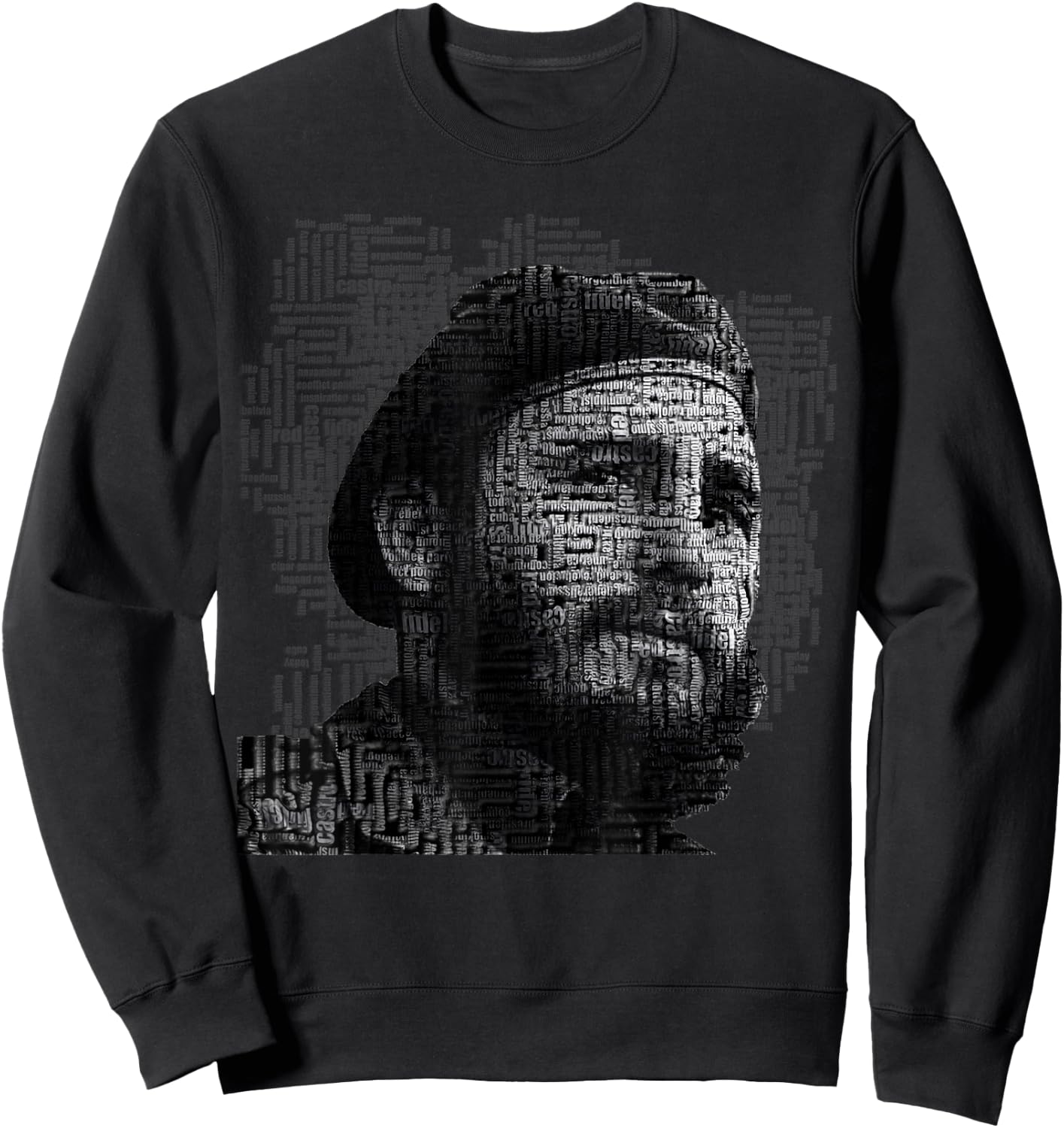 Distractful Fidel Castro - Black, , Adult, Modern, Cuban Revolutionary, Short Sleeve, , Casual, People, Size: Small Sweatshirt - Sweatshirt | Black