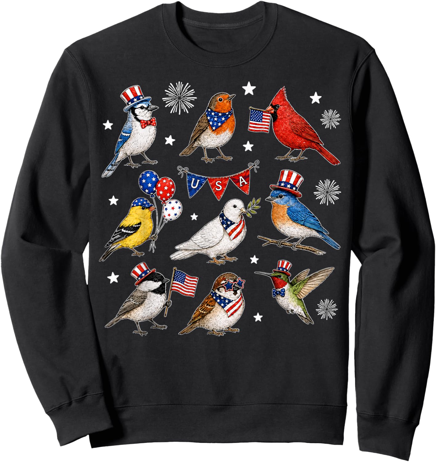 USA 250th Anniversary Bird Patriotic American Bird 4th July Sweatshirt - Sweatshirt | Black