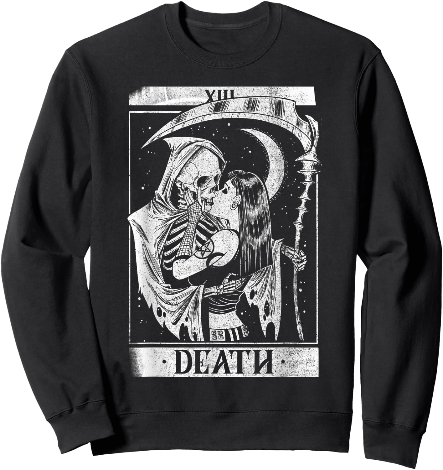 Blackcraft Vintage Death The Reaper Kiss Tarot Card Sweatshirt - Sweatshirt | Black