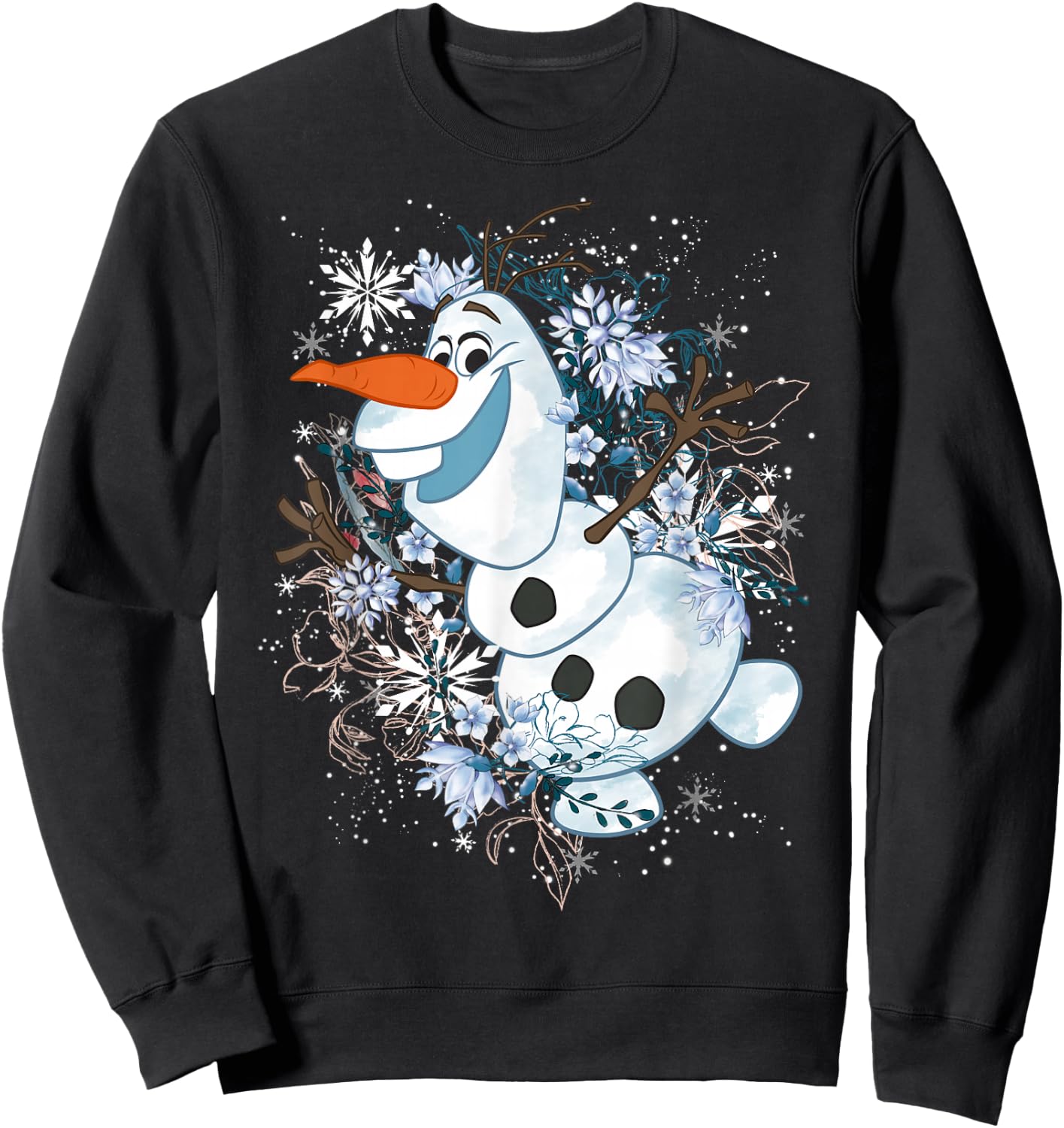 Disney Frozen Olaf Dancing In The Snowflakes Graphic Sweatshirt - Sweatshirt | Black