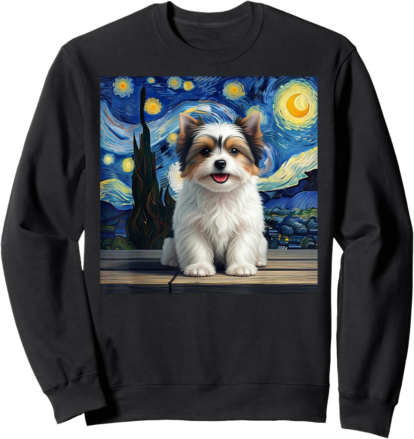 Biewer Terrier Starry Night Dog Lover Gift Sweatshirt - Sweatshirt | Black