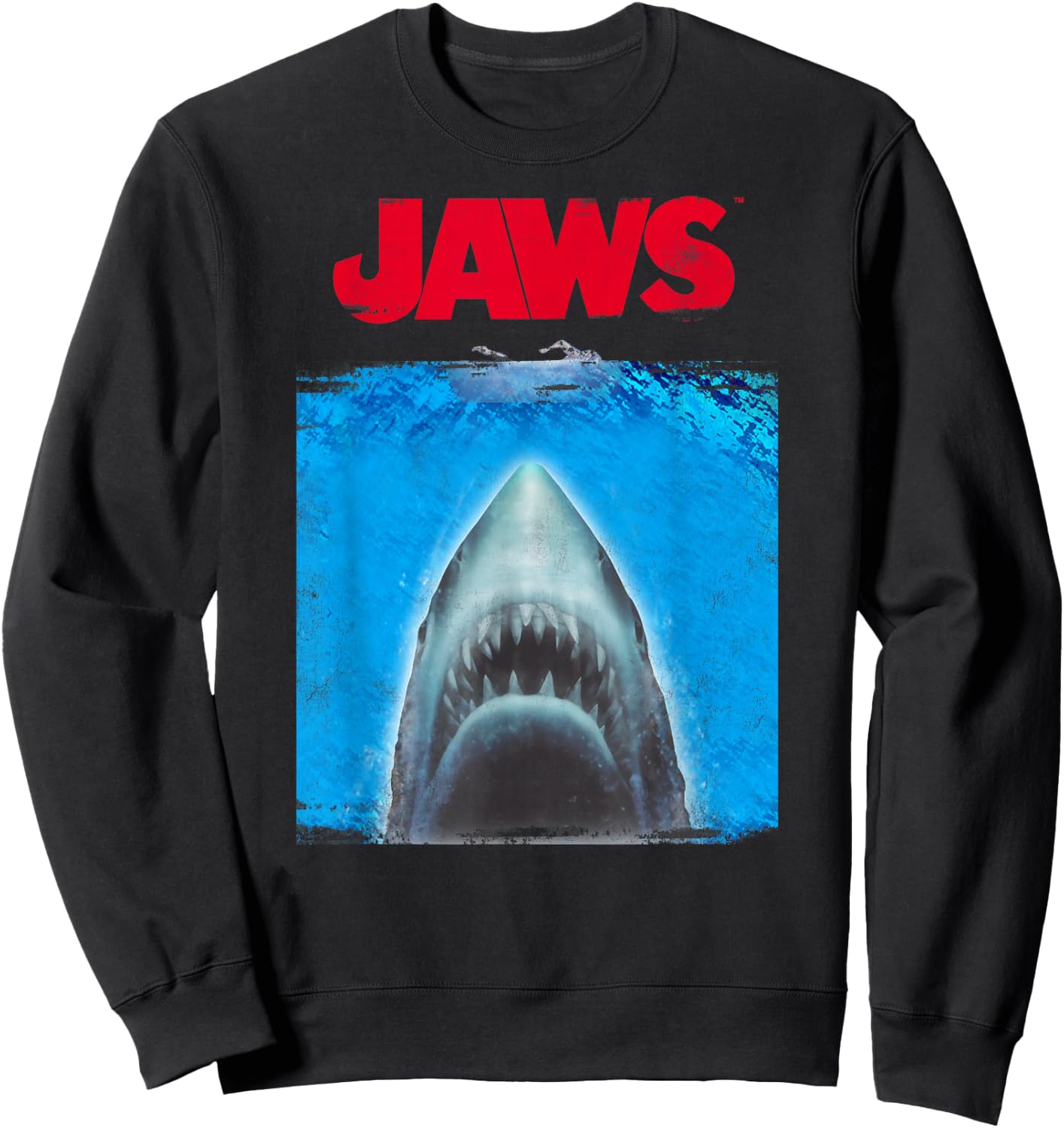 Jaws Silhouette Graphic Sweatshirt - Sweatshirt | Black