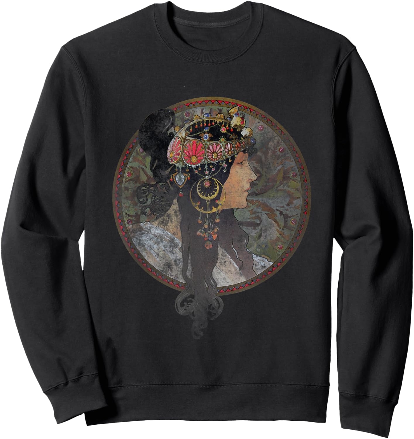 Vintage alphonse Mucha goddess shirt Art nouveau Sweatshirt - Sweatshirt | Black