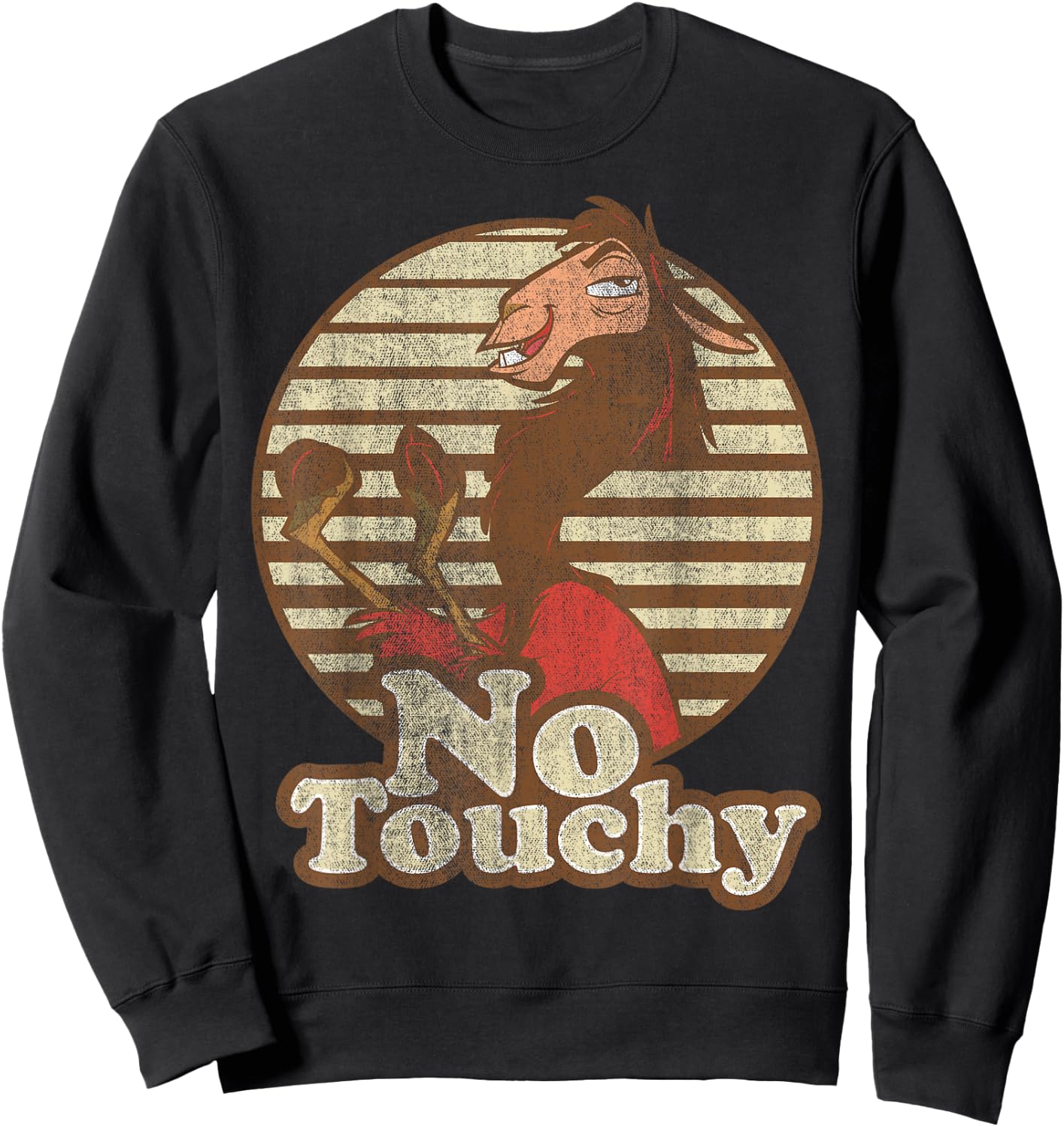 Disney Emperor's New Groove Kuzco Llama No Touchy Short Sleeve Sweatshirt - Sweatshirt | Black