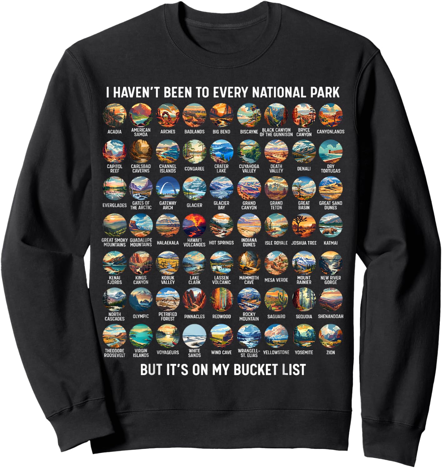All US National Park Checklist Bucket List Of National Parks Sweatshirt - Sweatshirt | Black