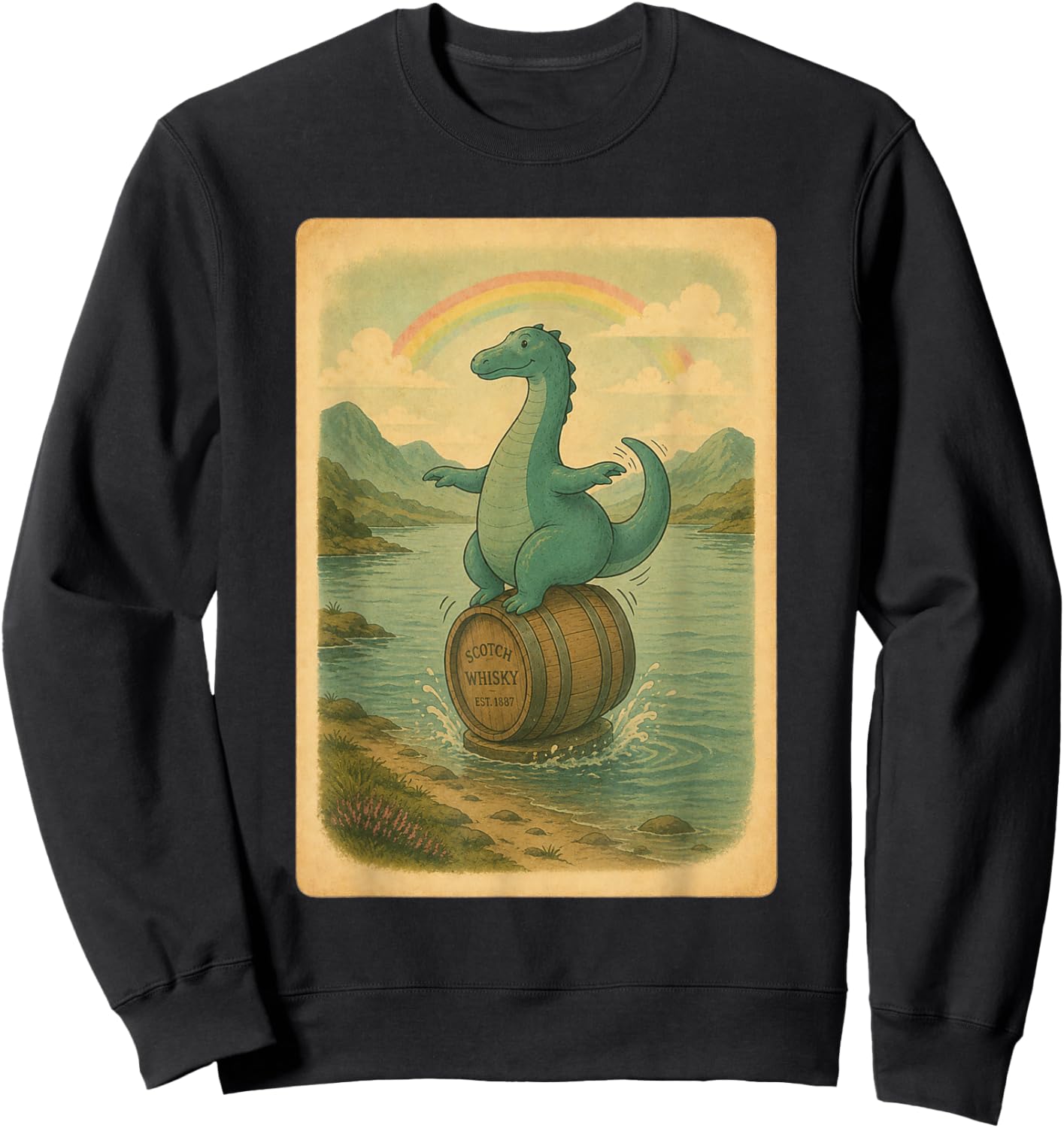 Whisky Barrel Nessie in Scotland Sweatshirt - Sweatshirt | Black