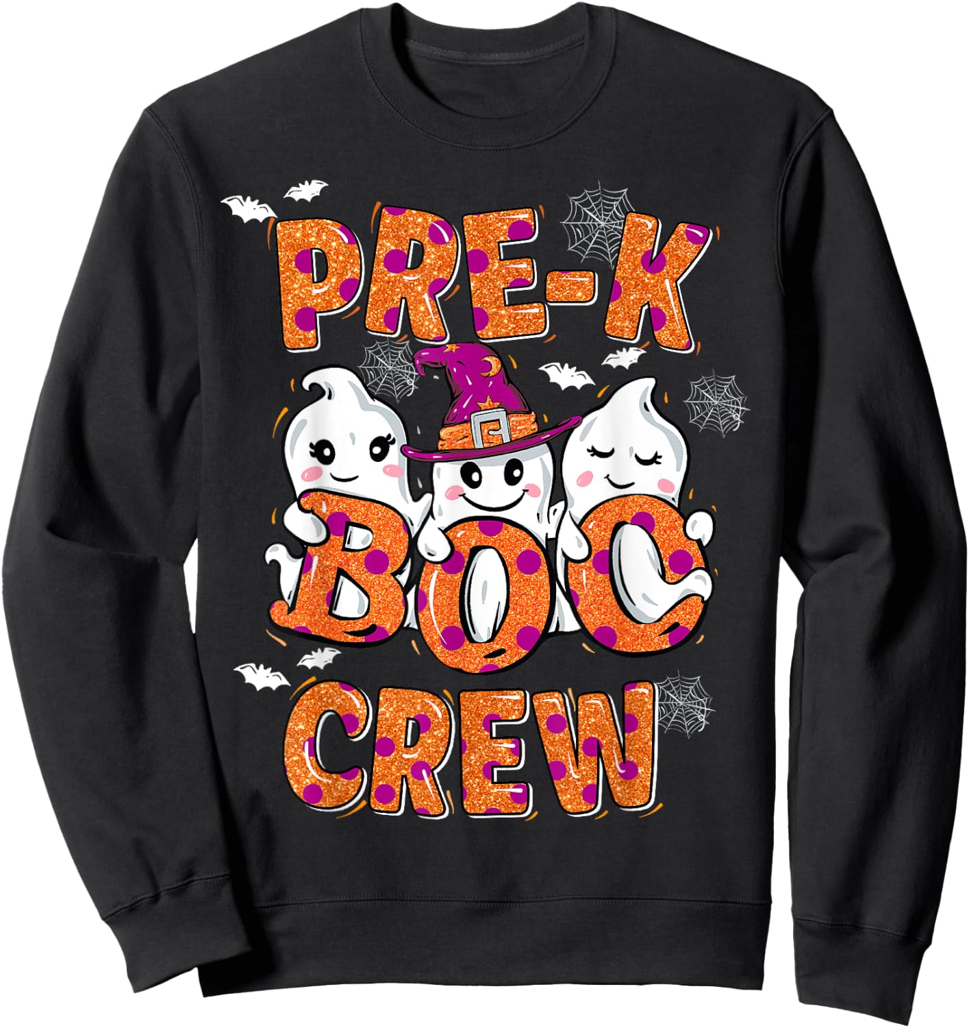 Retro Pre-K boo crew Halloween Costume Pre-Kinder kids Sweatshirt - Sweatshirt | Black
