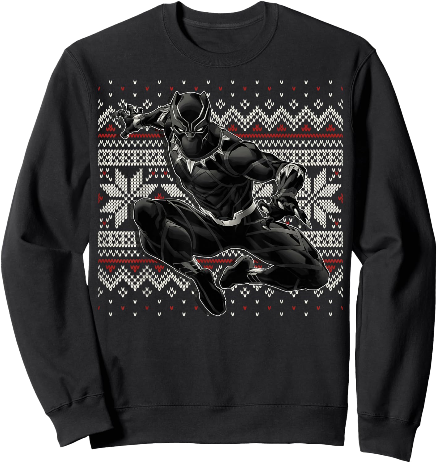 Marvel Black Panther Crouch Ugly Christmas Sweater Sweatshirt - Sweatshirt | Black
