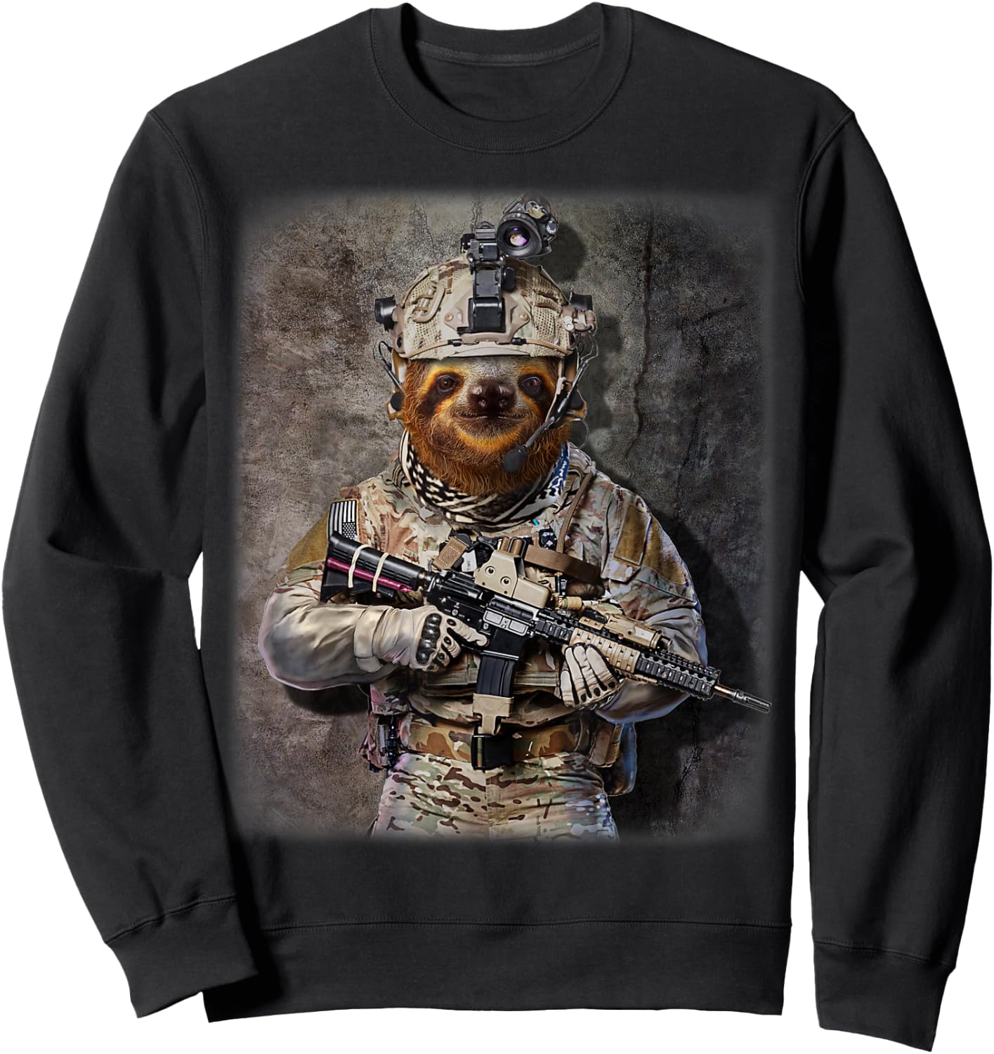Giant Sloth as Army Commando in Full Tactical Gear Sweatshirt - Sweatshirt | Black