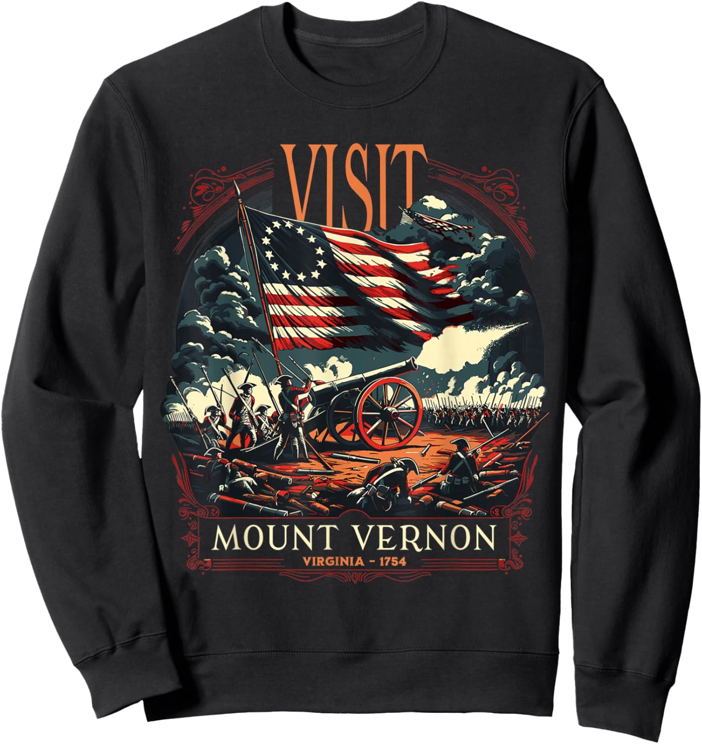 Mount Vernon Virginia Revolutionary War Vintage Style Sweatshirt - Sweatshirt | Black