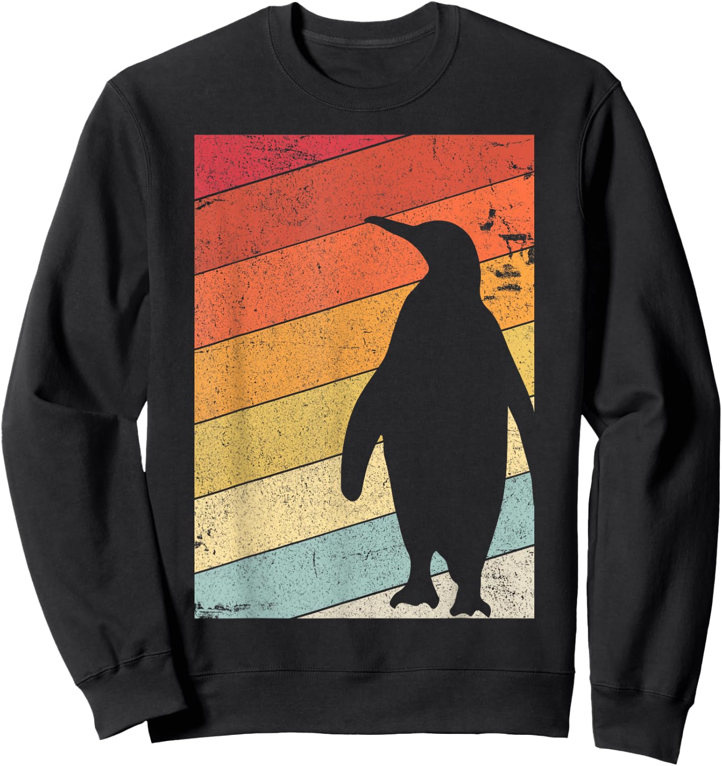 Penguin Shirt. Retro Style Sweatshirt - Sweatshirt | Black