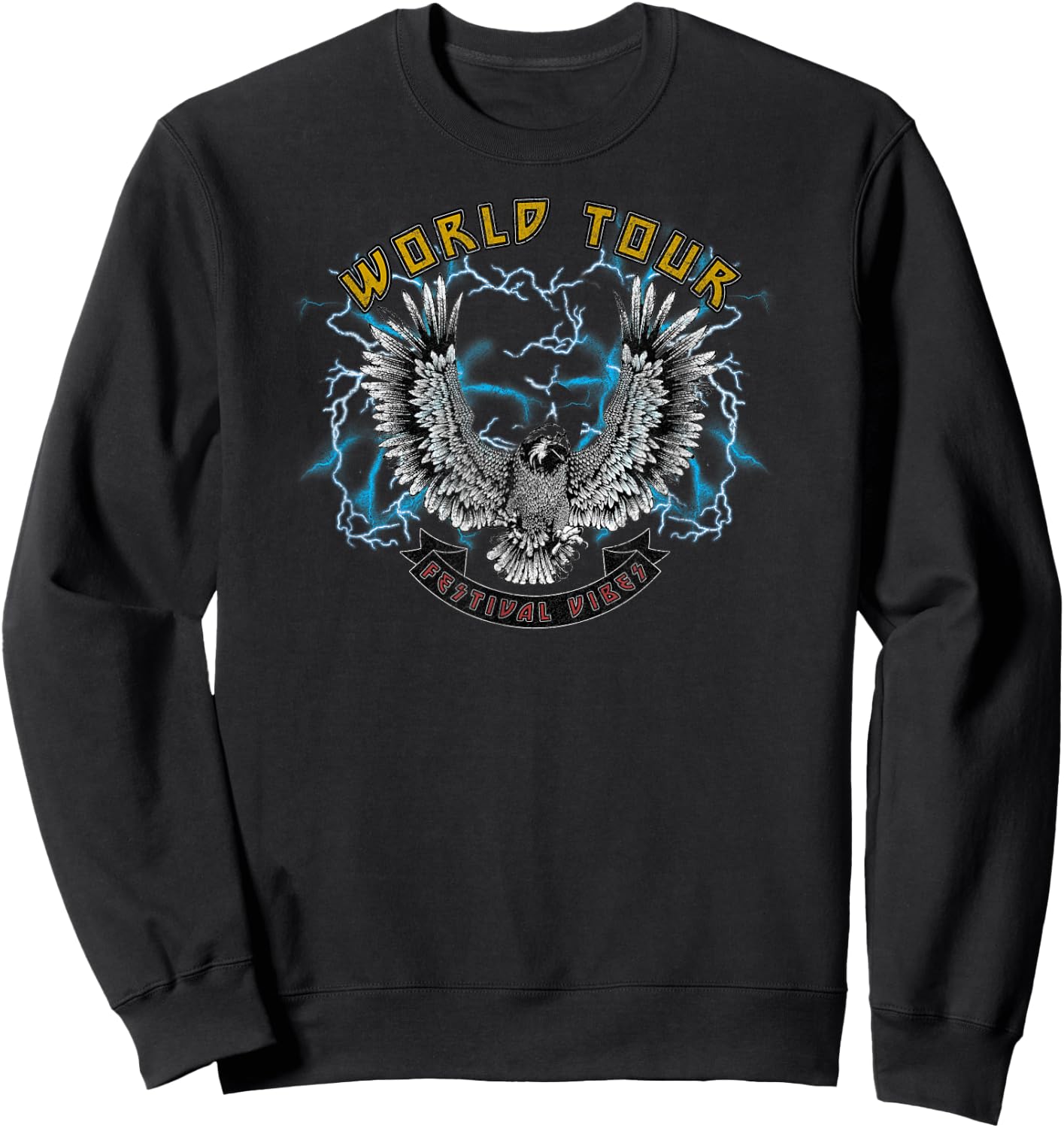 Lightning Eagle World Tour Festival Vibes Sweatshirt - Sweatshirt | Black