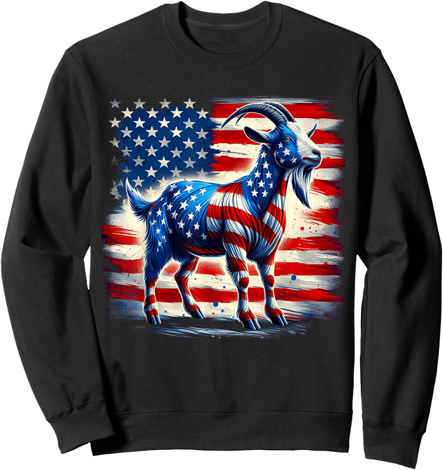 Goat 4th of July American Flag Patriotic Goat Usa Sweatshirt - Sweatshirt | Black